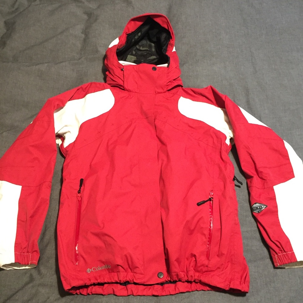 COLUMBIA red and white jacket size large